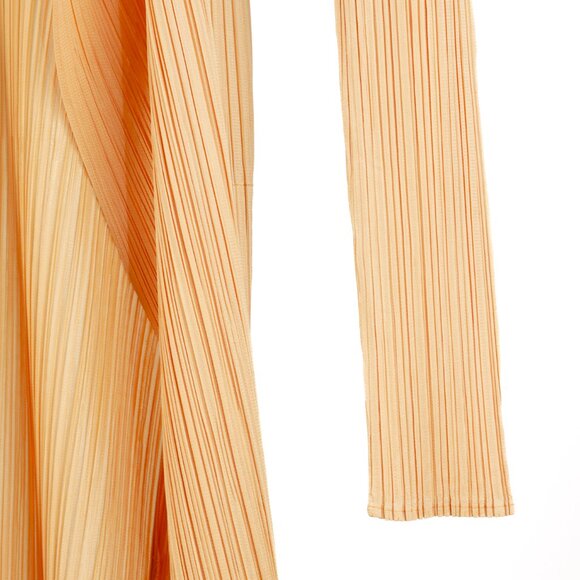 Issey Miyake Pleats Please Light Orange Pleated Long Open-Front Cardigan - Picture 5 of 8